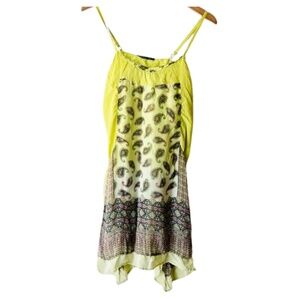 Gypsy 05 Green Silk Boho Dress | Paisley Print | Size M